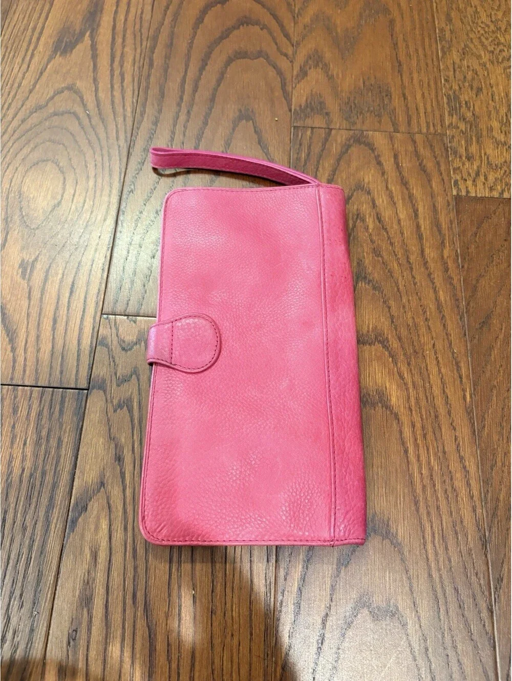 Vintage Fossil Pink Leather Wallet Biifold Organizer Keyhole Coin 9.5